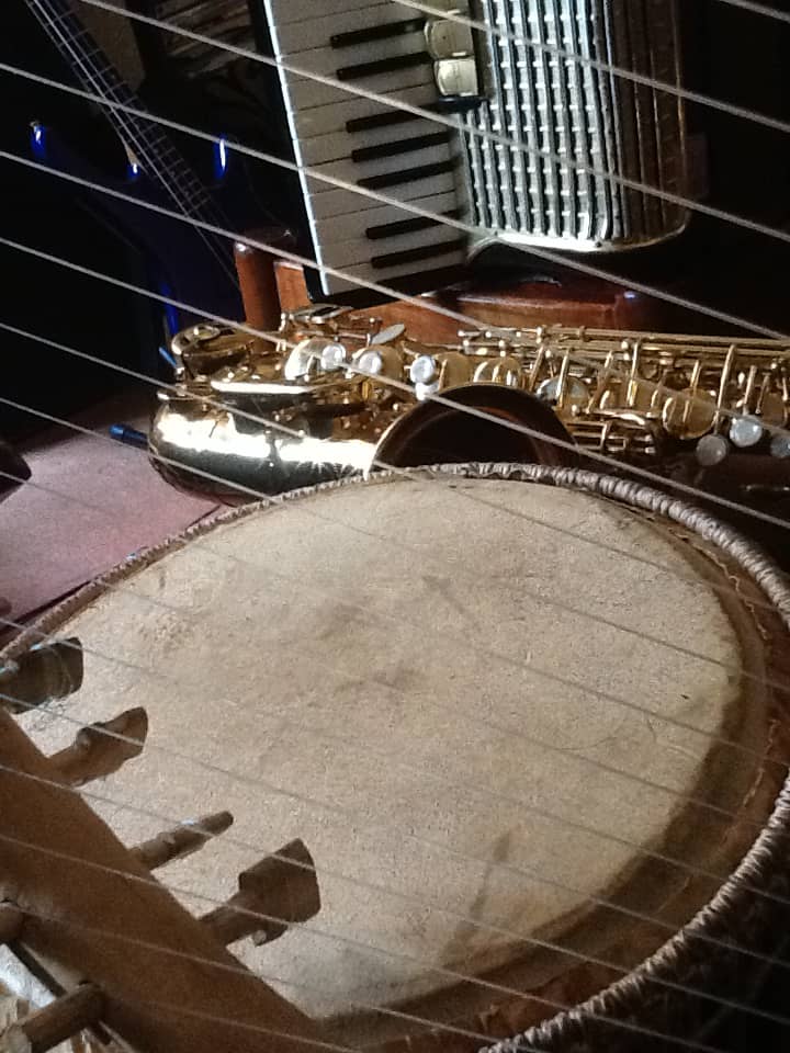 Live jazz performance with saxophones